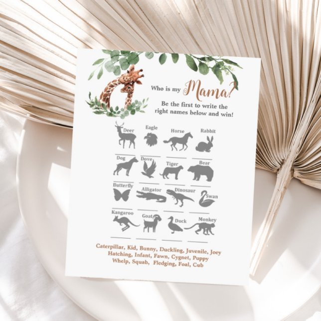 Giraffe Babydusche Wer ist mein Mama-Spiel (Von Creator hochgeladen)