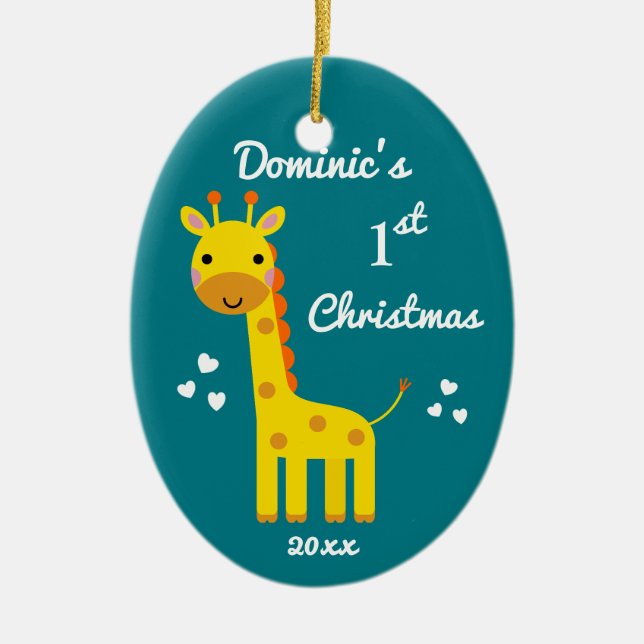 Giraffe Baby's erstes Weihnachtsgeschenk Keramik Ornament (Vorne)