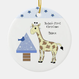 Giraffe Baby's First Christmas Keramik Ornament