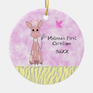Giraffe Baby's First Christmas Keramikornament