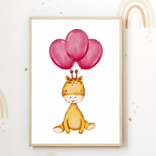 Giraffe-Ballon-Kinderzimmerposter Kinderzimmerdeko Poster
