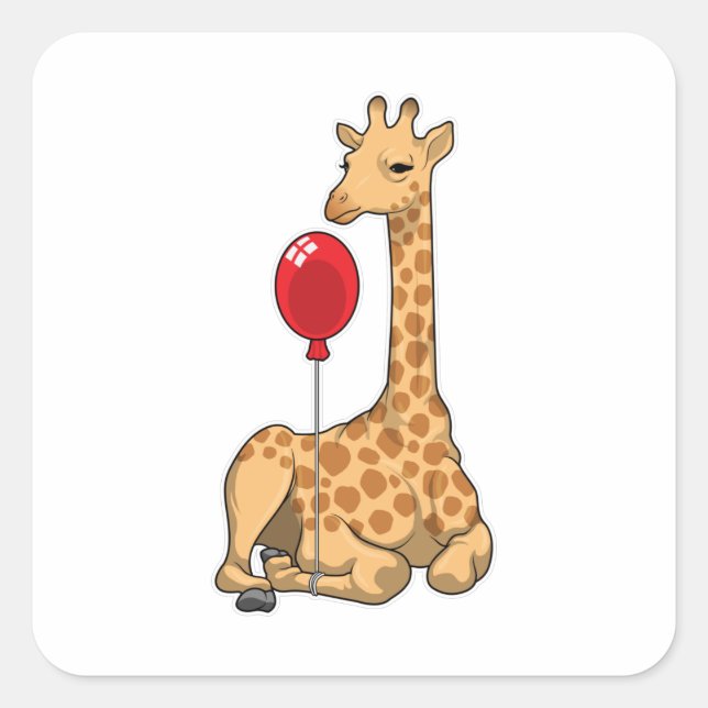 Giraffe Balloon Quadratischer Aufkleber (Vorderseite)