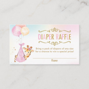 Giraffe Balloons Baby Duwer Diaper Raffle Ticket Begleitkarte