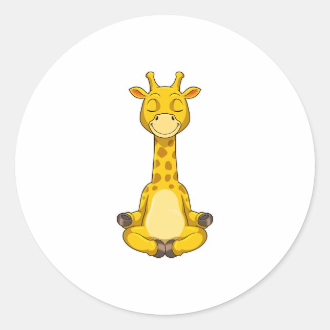 Giraffe bei der Yoga-Meditation Runder Aufkleber (Vorderseite)
