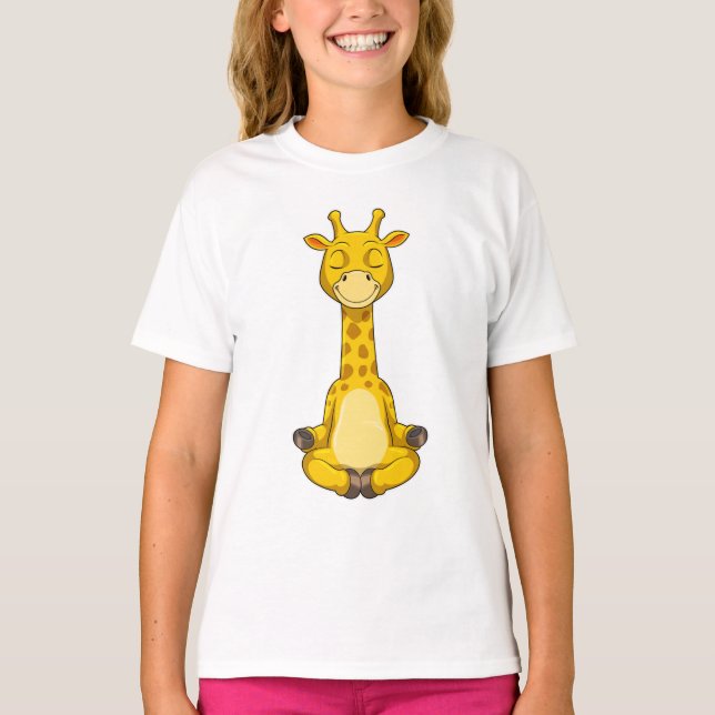 Giraffe bei der Yoga-Meditation T-Shirt (Vorderseite)