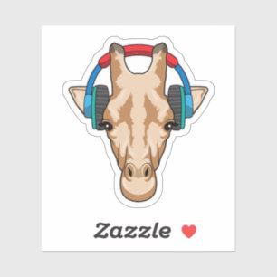 Giraffe bei Musik mit Headphone Aufkleber