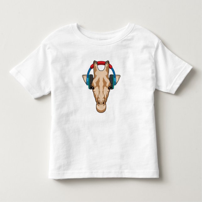 Giraffe bei Musik mit Headphone Kleinkind T-shirt (Vorderseite)
