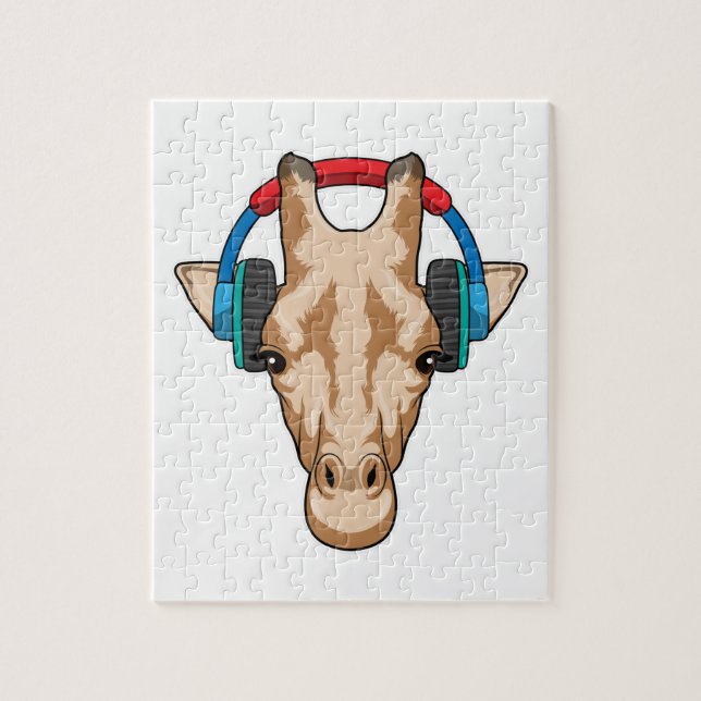 Giraffe bei Musik mit Headphone Puzzle (Vertikal)