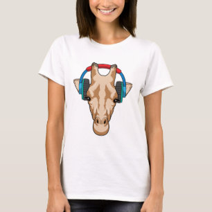 Giraffe bei Musik mit Headphone T-Shirt