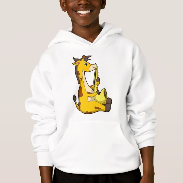 Giraffe bei Musik mit Saxophone.PNG Hoodie (Vorderseite)