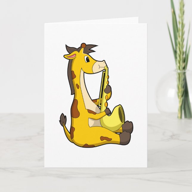 Giraffe bei Musik mit Saxophone.PNG Karte (Vorderseite)