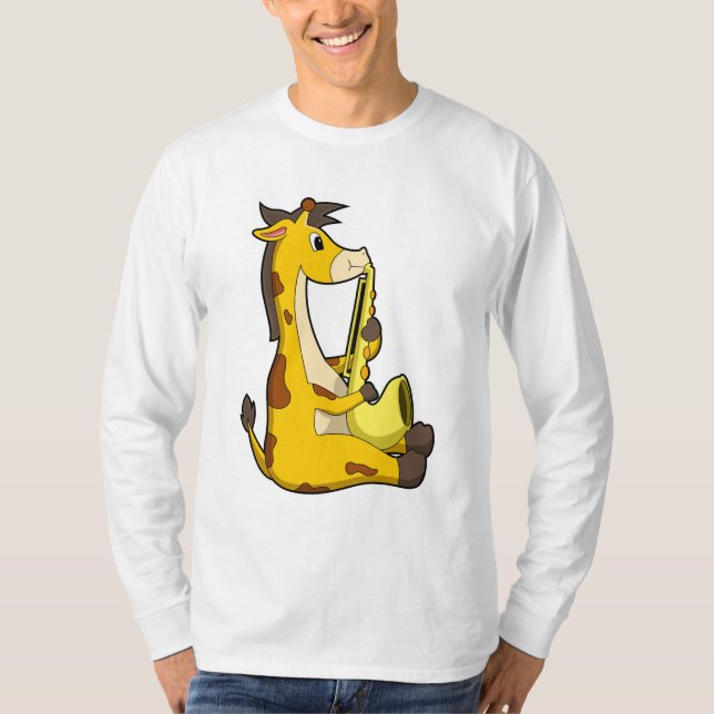 Giraffe bei Musik mit Saxophone.PNG T-Shirt (Vorderseite)