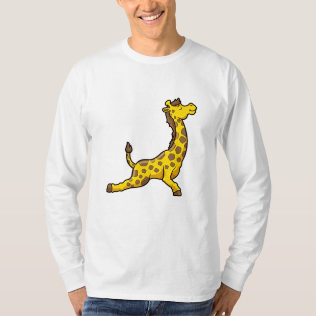 Giraffe bei Yoga Stretching Übungen Leg T-Shirt (Vorderseite)