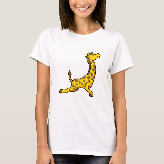 Giraffe bei Yoga Stretching Übungen Legs & Neck T-Shirt (Vorderseite)