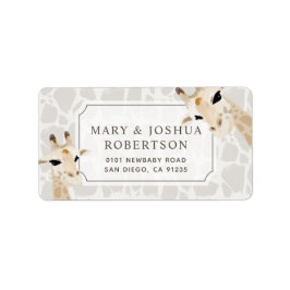 Giraffe Beige Watercolor Babydusche Adressaufkleber