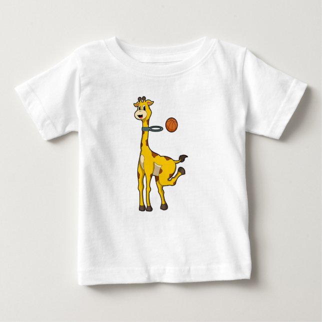 Giraffe beim Basketball mit Basketballkorb Baby T-shirt (Vorderseite)