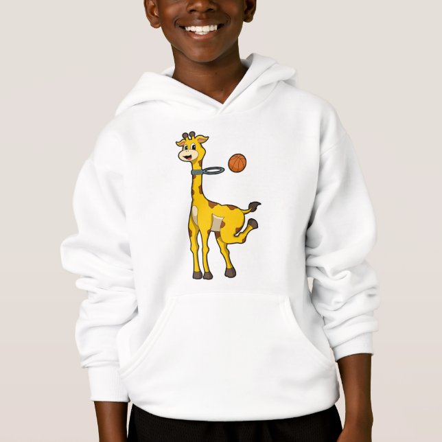 Giraffe beim Basketball mit Basketballkorb Hoodie (Vorderseite)