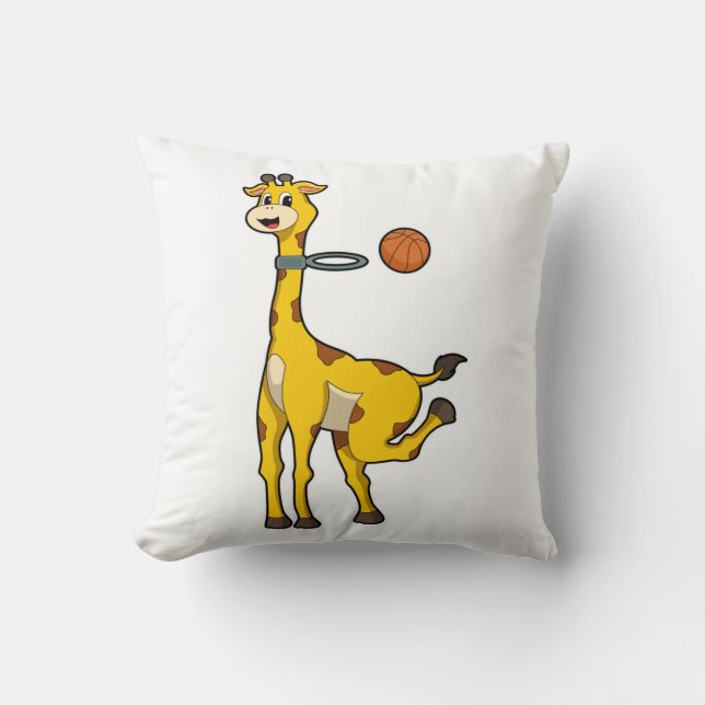 Giraffe beim Basketball mit Basketballkorb Kissen (Vorderseite)