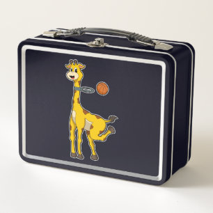 Giraffe beim Basketball mit Basketballkorb Metall Brotdose