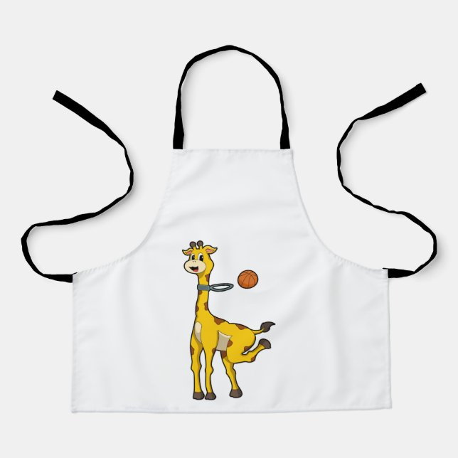 Giraffe beim Basketball mit Basketballkorb Schürze (Vorderseite)