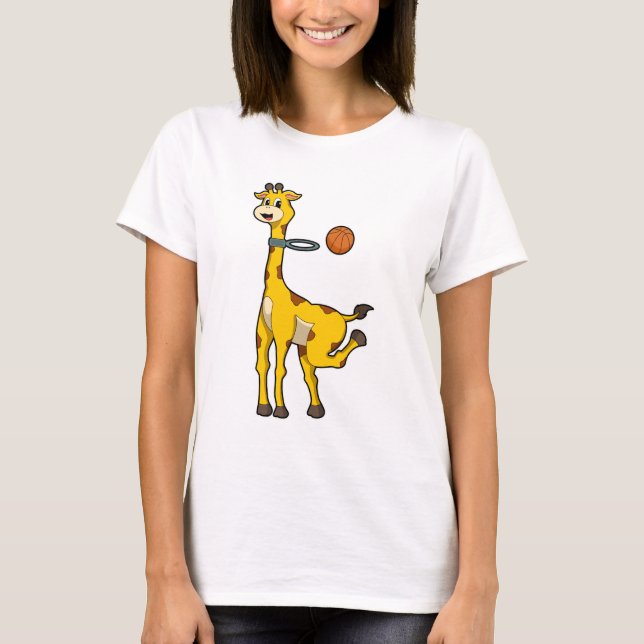 Giraffe beim Basketball mit Basketballkorb T-Shirt (Vorderseite)
