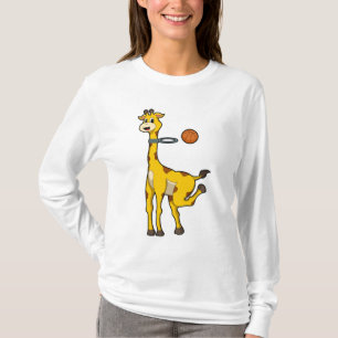 Giraffe beim Basketball mit Basketballkorb T-Shirt