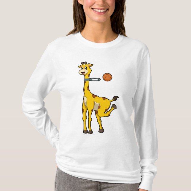 Giraffe beim Basketball mit Basketballkorb T-Shirt (Vorderseite)