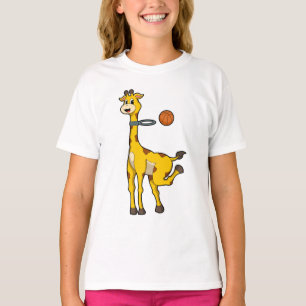 Giraffe beim Basketball mit Basketballkorb T-Shirt