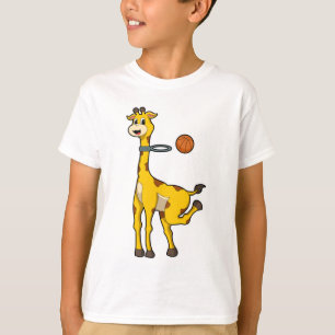 Giraffe beim Basketball mit Basketballkorb T-Shirt