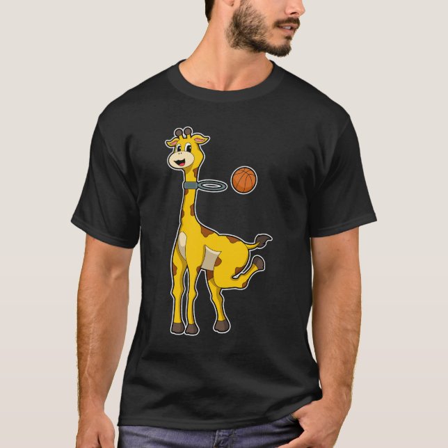 Giraffe beim Basketball mit Basketballkorb T-Shirt (Vorderseite)