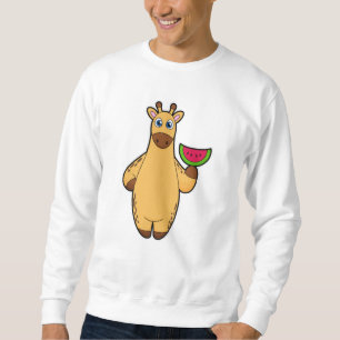 Giraffe beim Essen mit Watermelon Sweatshirt