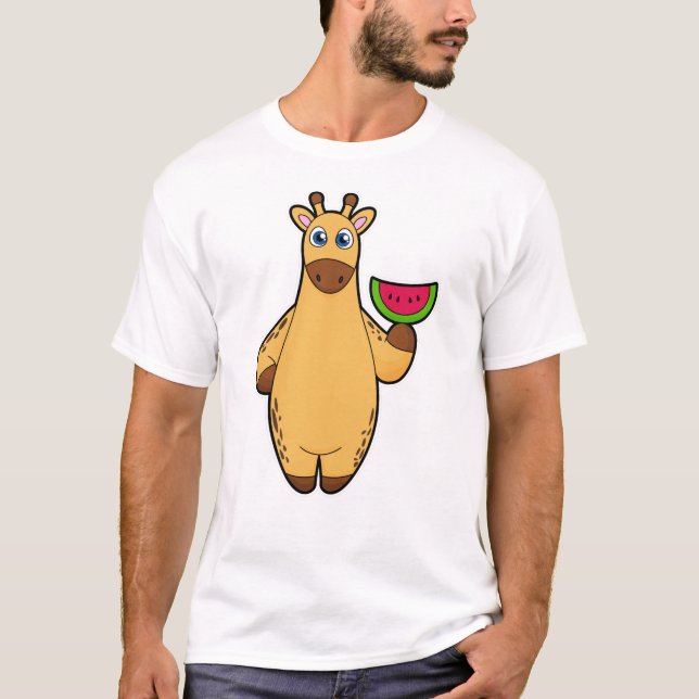 Giraffe beim Essen mit Watermelon T-Shirt (Vorderseite)