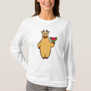 Giraffe beim Essen mit Watermelon T-Shirt