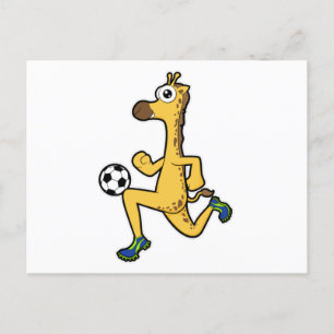 Giraffe beim Fußball-Sport Postkarte