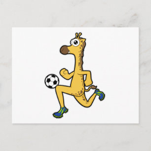 Giraffe beim Fußball-Sport Postkarte