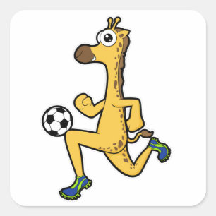 Giraffe beim Fußball-Sport Quadratischer Aufkleber
