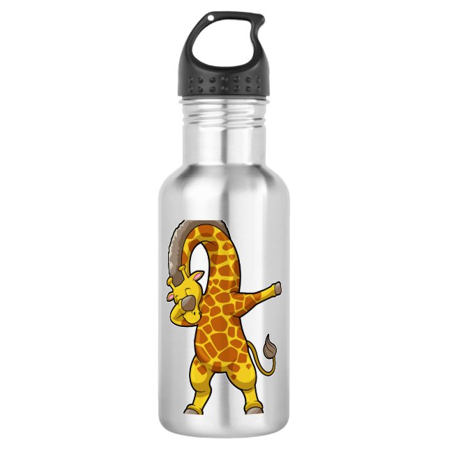 Giraffe beim Hip Hop Dance Dab Edelstahlflasche (Vorderseite)