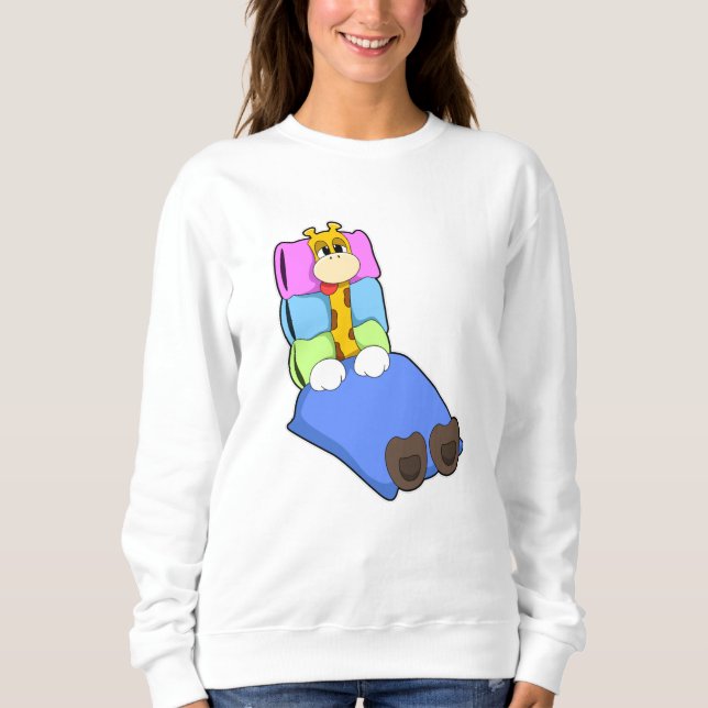 Giraffe beim Schlafen mit Blanket & Kissen Sweatshirt (Vorderseite)