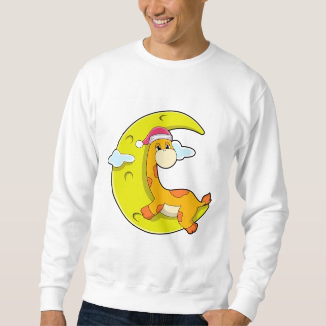 Giraffe beim Schlafen mit dem Mond Sweatshirt (Vorderseite)