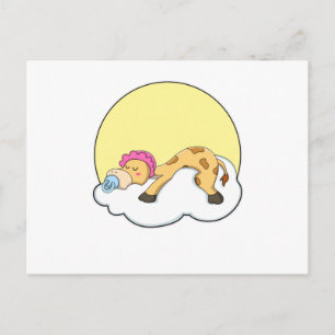 Giraffe beim Schlafen mit Wolke und Sonne Postkarte