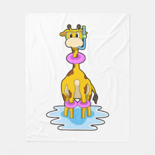 Giraffe beim Schwimmen mit Swim-Ring Fleecedecke
