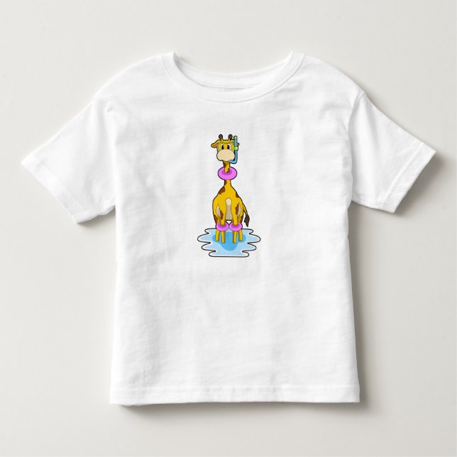 Giraffe beim Schwimmen mit Swim-Ring Kleinkind T-shirt (Vorderseite)