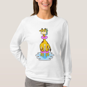 Giraffe beim Schwimmen mit Swim-Ring T-Shirt