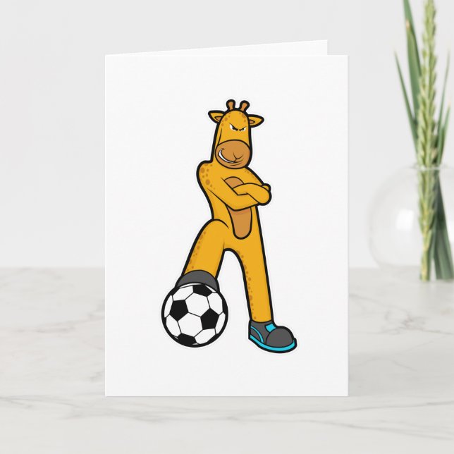 Giraffe beim Sport mit Fußball Karte (Vorderseite)
