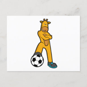Giraffe beim Sport mit Fußball Postkarte