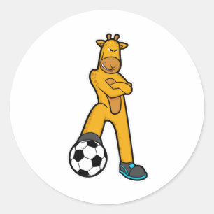 Giraffe beim Sport mit Fußball Runder Aufkleber
