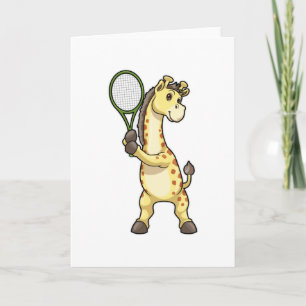 Giraffe beim Tennis mit Tennisschläger Karte