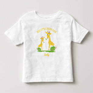 Giraffe Best Little Sister Ever Girls Personalisie Kleinkind T-shirt