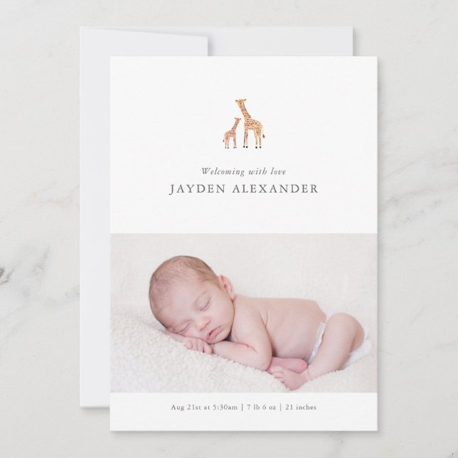 Giraffe Birth Announcement Ankündigung (Vorderseite)