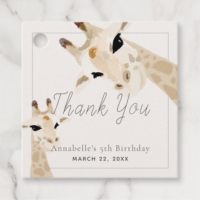 Giraffe Birthday Greige Vielen Dank Geschenkanhänger (Vorderseite)